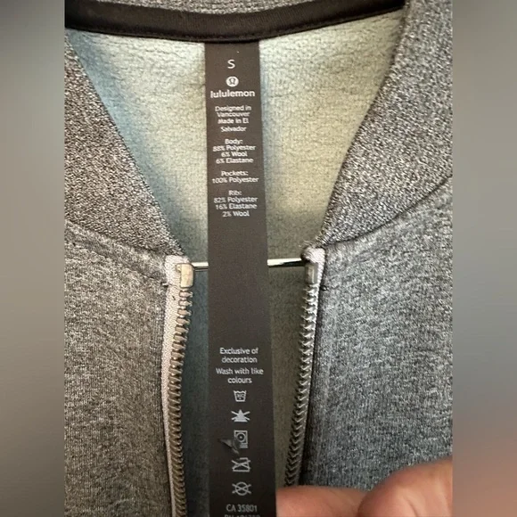 Lululemon Men’s City Sweat Full Zip Athletic Bomber Jacket Size Small Dark gray